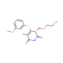 COc1cccc(SC2=C(C)C(=O)NC(=O)[C@H]2COCCO)c1 ZINC000102816284