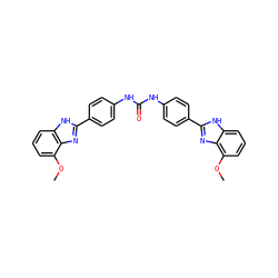 COc1cccc2[nH]c(-c3ccc(NC(=O)Nc4ccc(-c5nc6c(OC)cccc6[nH]5)cc4)cc3)nc12 ZINC000028564005