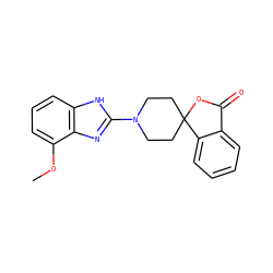 COc1cccc2[nH]c(N3CCC4(CC3)OC(=O)c3ccccc34)nc12 ZINC000040972705