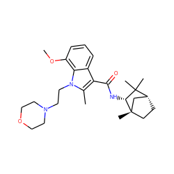 COc1cccc2c(C(=O)N[C@@H]3C(C)(C)[C@@H]4CC[C@@]3(C)C4)c(C)n(CCN3CCOCC3)c12 ZINC000013519818