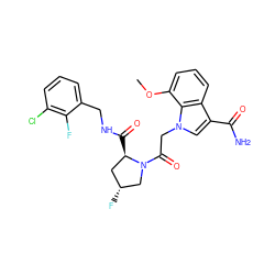 COc1cccc2c(C(N)=O)cn(CC(=O)N3C[C@H](F)C[C@H]3C(=O)NCc3cccc(Cl)c3F)c12 ZINC000148135142