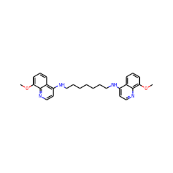 COc1cccc2c(NCCCCCCCNc3ccnc4c(OC)cccc34)ccnc12 ZINC000299839234