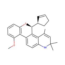 COc1cccc2c1-c1ccc3c(c1[C@H]([C@H]1C=CCC1)O2)C(C)=CC(C)(C)N3 ZINC000029409618