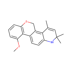 COc1cccc2c1-c1ccc3c(c1CO2)C(C)=CC(C)(C)N3 ZINC000013470770