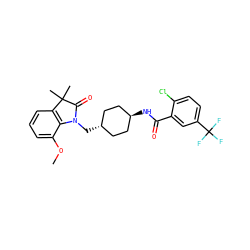 COc1cccc2c1N(C[C@H]1CC[C@H](NC(=O)c3cc(C(F)(F)F)ccc3Cl)CC1)C(=O)C2(C)C ZINC000653670282