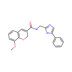 COc1cccc2c1OCC(C(=O)NCc1ncc(-c3ccccc3)[nH]1)=C2 ZINC000121023207