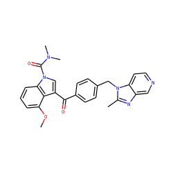 COc1cccc2c1c(C(=O)c1ccc(Cn3c(C)nc4cnccc43)cc1)cn2C(=O)N(C)C ZINC000013776626