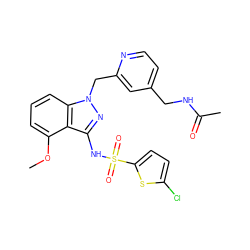 COc1cccc2c1c(NS(=O)(=O)c1ccc(Cl)s1)nn2Cc1cc(CNC(C)=O)ccn1 ZINC000095582706