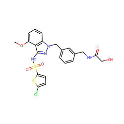 COc1cccc2c1c(NS(=O)(=O)c1ccc(Cl)s1)nn2Cc1cccc(CNC(=O)CO)c1 ZINC000084617856