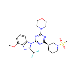 COc1cccc2c1nc(C(F)F)n2-c1nc([C@@H]2CCCN(S(C)(=O)=O)C2)nc(N2CCOCC2)n1 ZINC000113914571