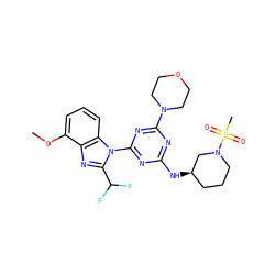 COc1cccc2c1nc(C(F)F)n2-c1nc(N[C@@H]2CCCN(S(C)(=O)=O)C2)nc(N2CCOCC2)n1 ZINC000144956177