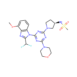 COc1cccc2c1nc(C(F)F)n2-c1nc(N2CCOCC2)nc(N2CC[C@@H](NS(C)(=O)=O)C2)n1 ZINC000139067163