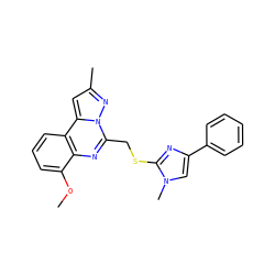 COc1cccc2c1nc(CSc1nc(-c3ccccc3)cn1C)n1nc(C)cc21 ZINC000066259775