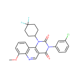 COc1cccc2c1ncc1c(=O)n(-c3cccc(Cl)c3)c(=O)n(C3CCC(F)(F)CC3)c12 ZINC000117789532