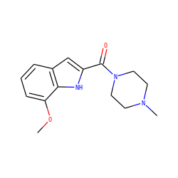 COc1cccc2cc(C(=O)N3CCN(C)CC3)[nH]c12 ZINC000082303764
