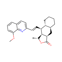 COc1cccc2ccc(/C=C/[C@@H]3[C@@H]4[C@@H](C)OC(=O)[C@@H]4C[C@@H]4CCCC[C@H]43)nc12 ZINC000028571898
