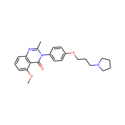 COc1cccc2nc(C)n(-c3ccc(OCCCN4CCCC4)cc3)c(=O)c12 ZINC000040918813