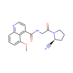 COc1cccc2nccc(C(=O)NCC(=O)N3CCC[C@H]3C#N)c12 ZINC000169312168