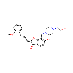 COc1ccccc1/C=C/C=C1\Oc2c(ccc(O)c2CN2CCN(CCO)CC2)C1=O ZINC000020533280