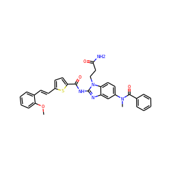 COc1ccccc1/C=C/c1ccc(C(=O)Nc2nc3cc(N(C)C(=O)c4ccccc4)ccc3n2CCC(N)=O)s1 ZINC000042805171