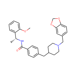 COc1ccccc1[C@@H](C)NC(=O)c1ccc(CC2CCN(Cc3ccc4c(c3)OCO4)CC2)cc1 ZINC000043060614