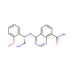 COc1ccccc1[C@@H](CN)Nc1ncnc2c(C(N)=O)cccc12 ZINC000114346982