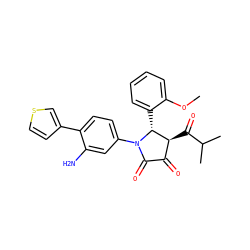 COc1ccccc1[C@@H]1[C@@H](C(=O)C(C)C)C(=O)C(=O)N1c1ccc(-c2ccsc2)c(N)c1 ZINC000169695499