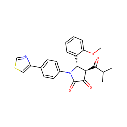 COc1ccccc1[C@@H]1[C@@H](C(=O)C(C)C)C(=O)C(=O)N1c1ccc(-c2cscn2)cc1 ZINC000169696106