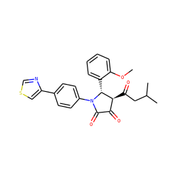 COc1ccccc1[C@@H]1[C@@H](C(=O)CC(C)C)C(=O)C(=O)N1c1ccc(-c2cscn2)cc1 ZINC000169696122