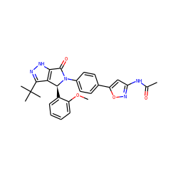 COc1ccccc1[C@H]1c2c(C(C)(C)C)n[nH]c2C(=O)N1c1ccc(-c2cc(NC(C)=O)no2)cc1 ZINC000096177155
