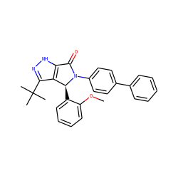 COc1ccccc1[C@H]1c2c(C(C)(C)C)n[nH]c2C(=O)N1c1ccc(-c2ccccc2)cc1 ZINC000096177215