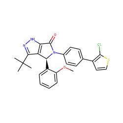 COc1ccccc1[C@H]1c2c(C(C)(C)C)n[nH]c2C(=O)N1c1ccc(-c2ccsc2Cl)cc1 ZINC000096177279
