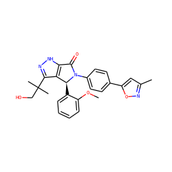 COc1ccccc1[C@H]1c2c(C(C)(C)CO)n[nH]c2C(=O)N1c1ccc(-c2cc(C)no2)cc1 ZINC000096177144