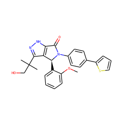 COc1ccccc1[C@H]1c2c(C(C)(C)CO)n[nH]c2C(=O)N1c1ccc(-c2cccs2)cc1 ZINC000096177225