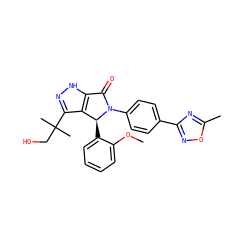 COc1ccccc1[C@H]1c2c(C(C)(C)CO)n[nH]c2C(=O)N1c1ccc(-c2noc(C)n2)cc1 ZINC000096177145