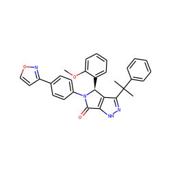 COc1ccccc1[C@H]1c2c(C(C)(C)c3ccccc3)n[nH]c2C(=O)N1c1ccc(-c2ccon2)cc1 ZINC000096177207