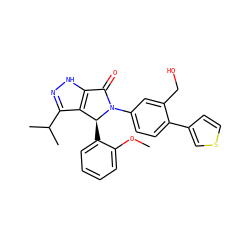 COc1ccccc1[C@H]1c2c(C(C)C)n[nH]c2C(=O)N1c1ccc(-c2ccsc2)c(CO)c1 ZINC000096177250