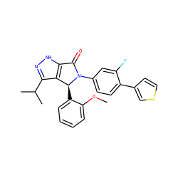 COc1ccccc1[C@H]1c2c(C(C)C)n[nH]c2C(=O)N1c1ccc(-c2ccsc2)c(F)c1 ZINC000096177245