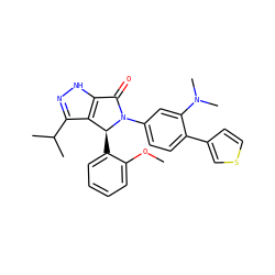 COc1ccccc1[C@H]1c2c(C(C)C)n[nH]c2C(=O)N1c1ccc(-c2ccsc2)c(N(C)C)c1 ZINC000096177251