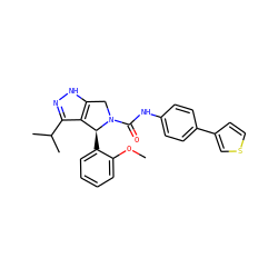 COc1ccccc1[C@H]1c2c(C(C)C)n[nH]c2CN1C(=O)Nc1ccc(-c2ccsc2)cc1 ZINC000096177197