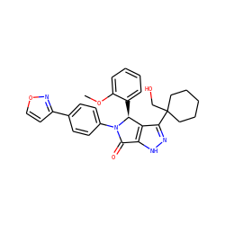 COc1ccccc1[C@H]1c2c(C3(CO)CCCCC3)n[nH]c2C(=O)N1c1ccc(-c2ccon2)cc1 ZINC000096177072