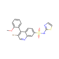 COc1ccccc1-c1c(Br)cnc2cc(S(=O)(=O)Nc3nccs3)ccc12 ZINC000215509816