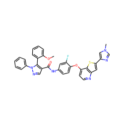 COc1ccccc1-c1c(C(=O)Nc2ccc(Oc3ccnc4cc(-c5cn(C)cn5)sc34)c(F)c2)cnn1-c1ccccc1 ZINC000473135225