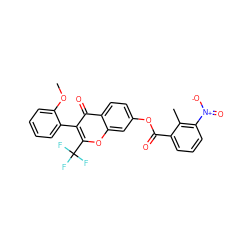 COc1ccccc1-c1c(C(F)(F)F)oc2cc(OC(=O)c3cccc([N+](=O)[O-])c3C)ccc2c1=O ZINC000001777197