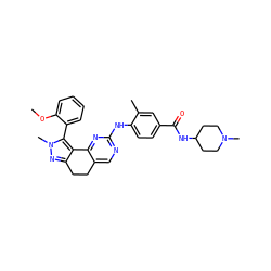 COc1ccccc1-c1c2c(nn1C)CCc1cnc(Nc3ccc(C(=O)NC4CCN(C)CC4)cc3C)nc1-2 ZINC000169702435