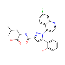COc1ccccc1-c1cc(C(=O)N[C@@H](CC(C)C)C(=O)O)nn1-c1ccnc2cc(Cl)ccc12 ZINC000040874402