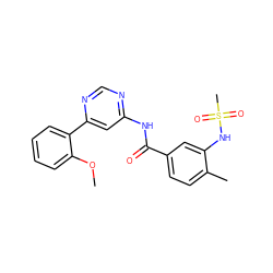 COc1ccccc1-c1cc(NC(=O)c2ccc(C)c(NS(C)(=O)=O)c2)ncn1 ZINC000117301695