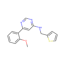 COc1ccccc1-c1cc(NCc2cccs2)ncn1 ZINC000004266604
