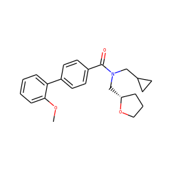 COc1ccccc1-c1ccc(C(=O)N(CC2CC2)C[C@@H]2CCCO2)cc1 ZINC000040899581