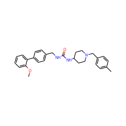 COc1ccccc1-c1ccc(CNC(=O)NC2CCN(Cc3ccc(C)cc3)CC2)cc1 ZINC000028874119